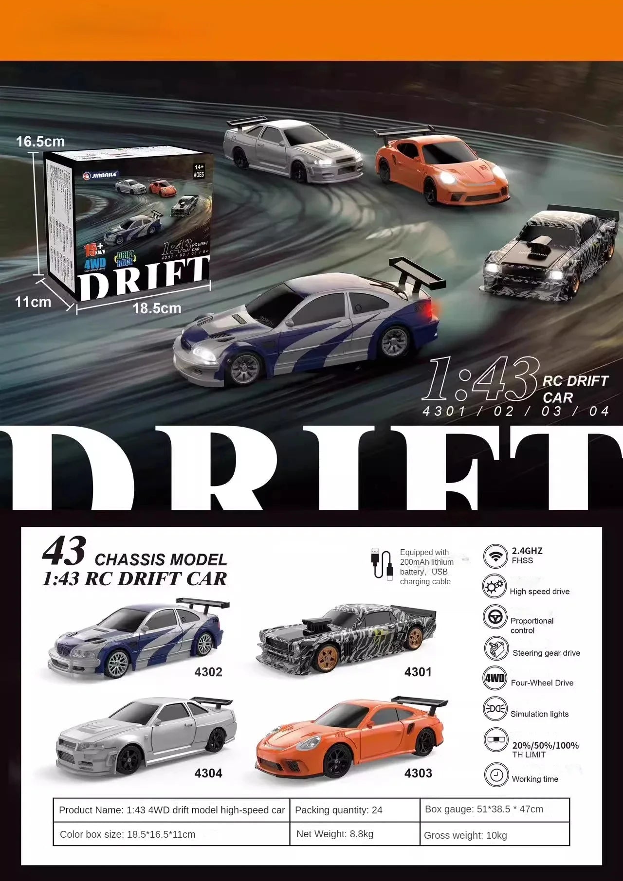 Dodge Hellcat - Tokyo Xclusive™ Mini RC Drift Car 1:43 Scale